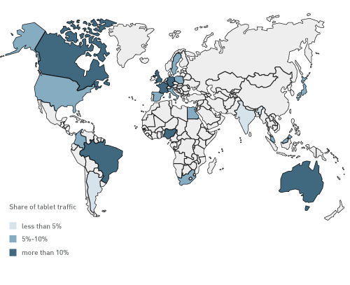 Tablet traffic by country (map)